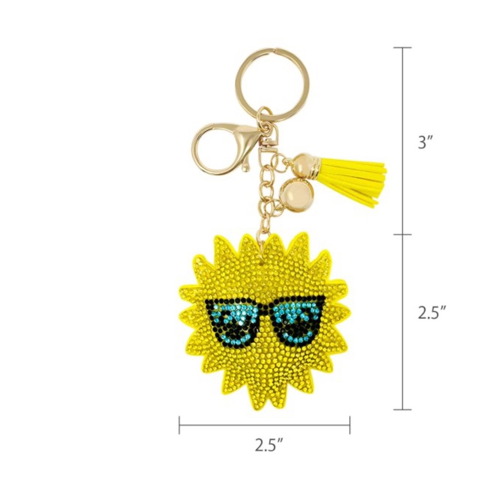 Wrapables Crystal Bling Key Chain Keyring with Tassel, Mr Sunshine